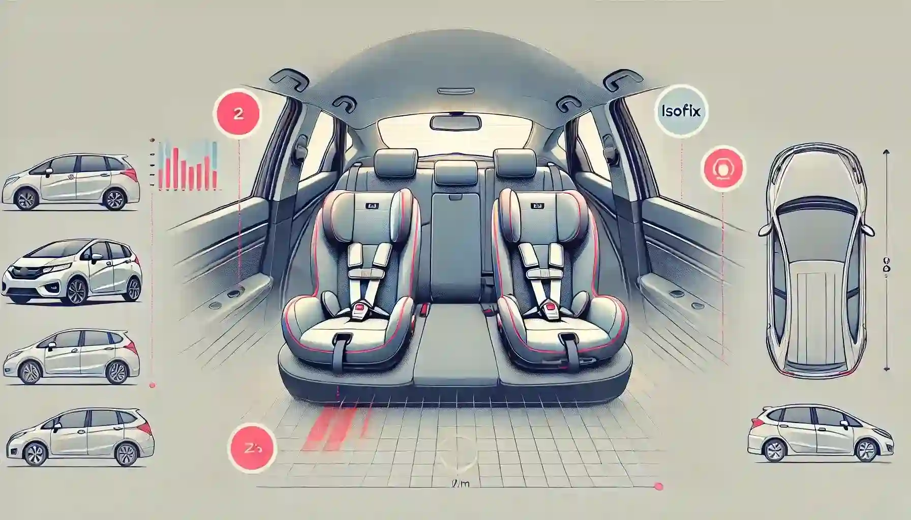 ISOFIX対応のチャイルドシートは2台設置可能