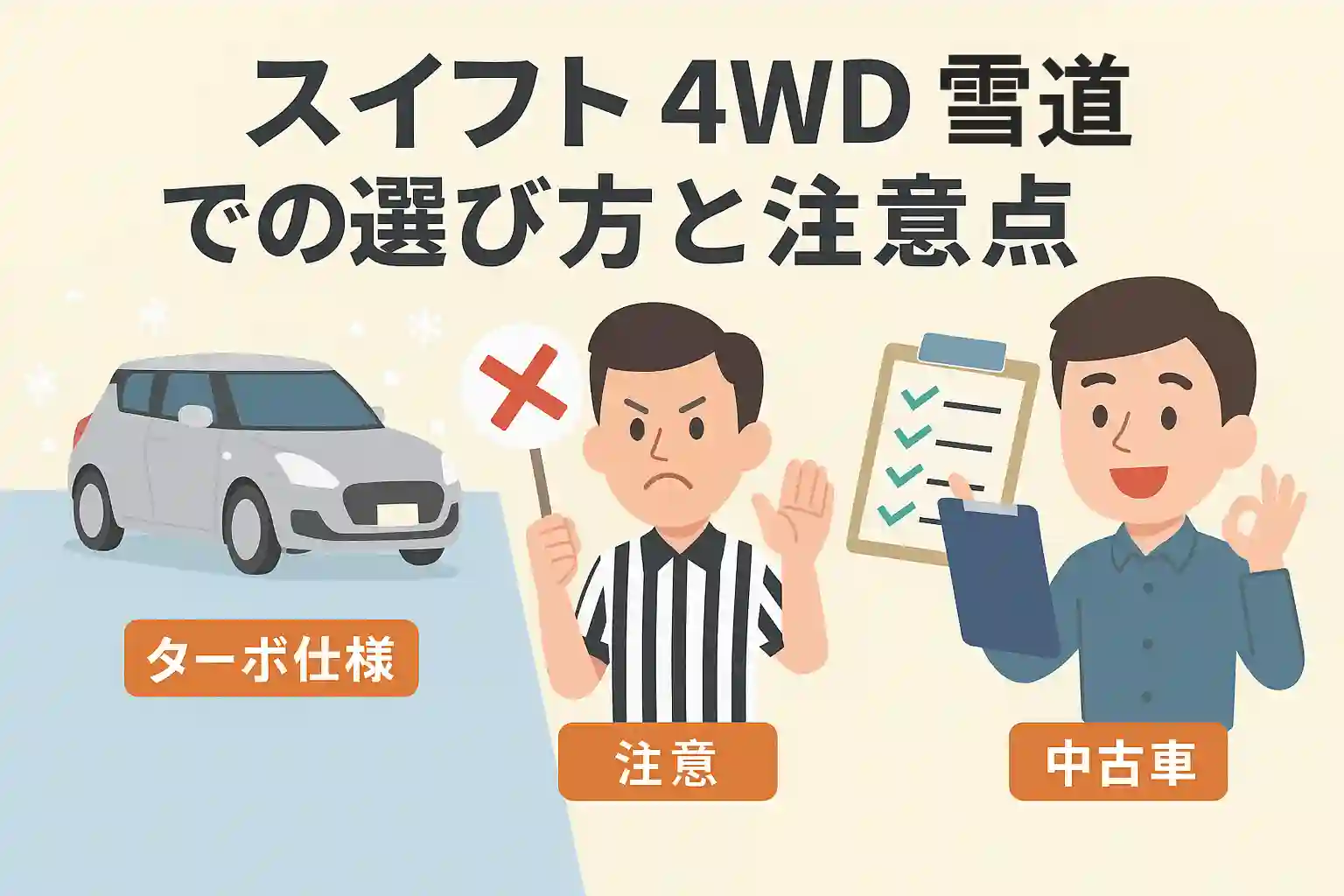 スイフト 4WD 雪道での選び方と注意点