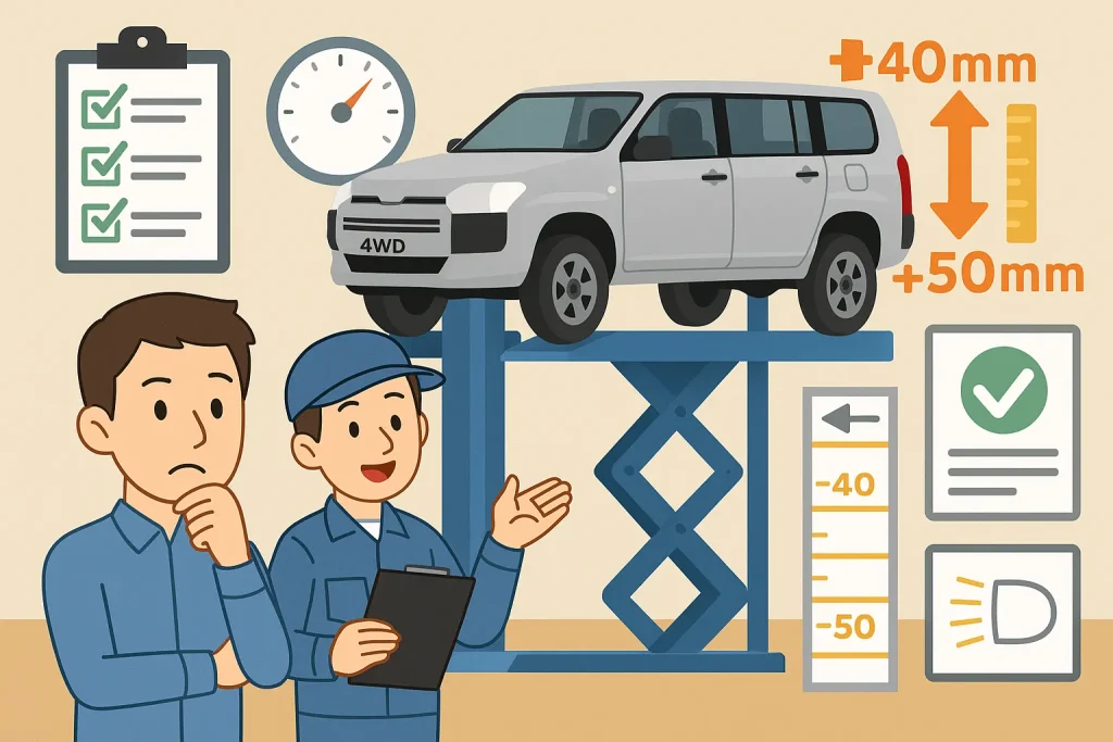プロボックス リフトアップにおける車検対応