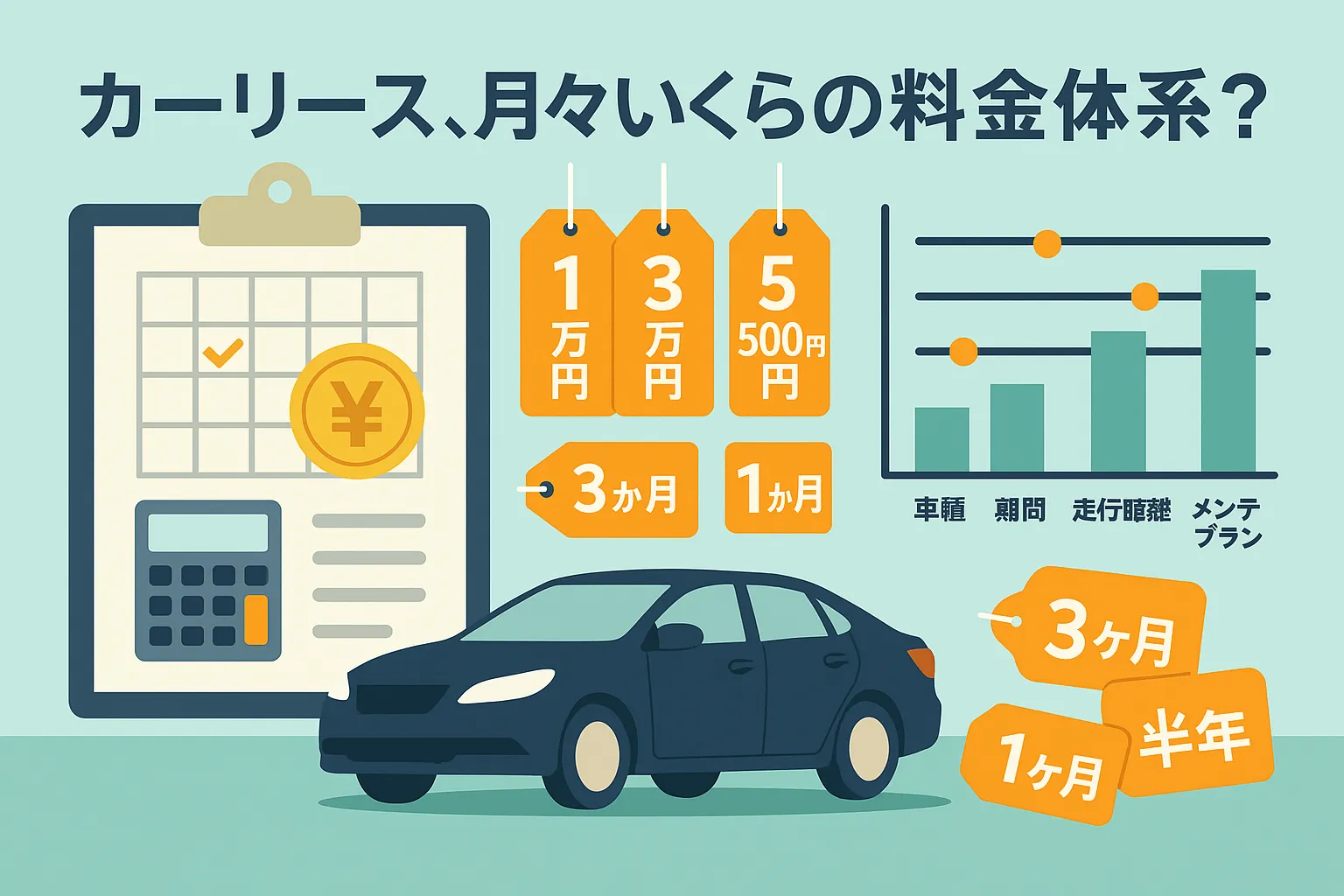 カーリース、月々いくらの料金体系？