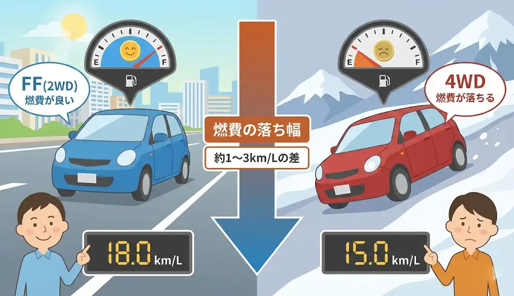 4WD 燃費の落ち幅