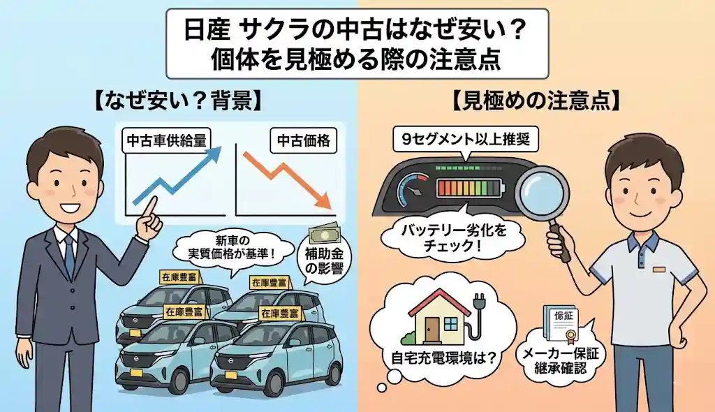 日産 サクラの中古はなぜ 安い?個体を見極める際の注意点