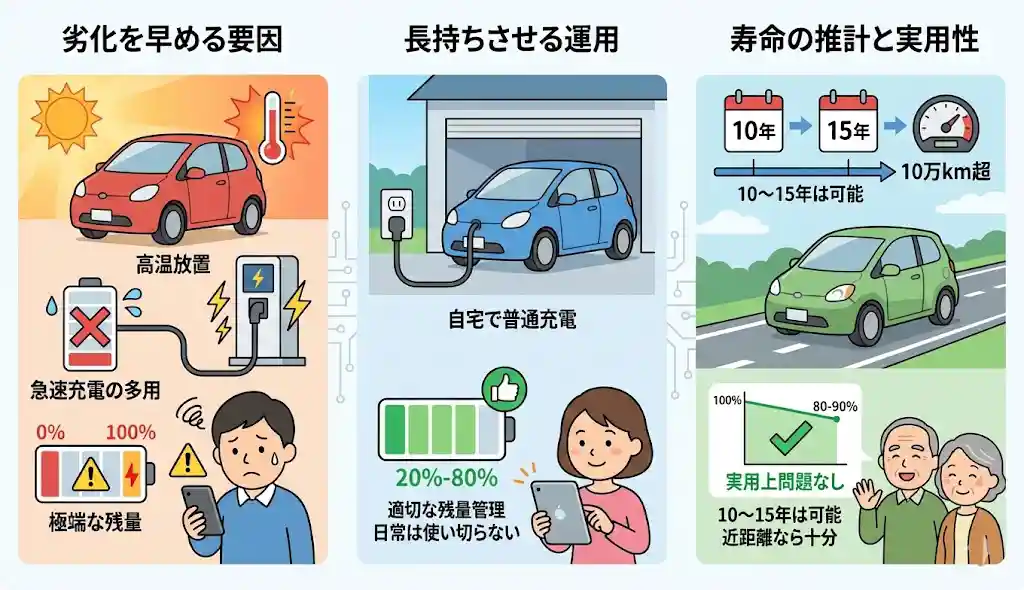 バッテリー劣化と何年乗れるかの推計