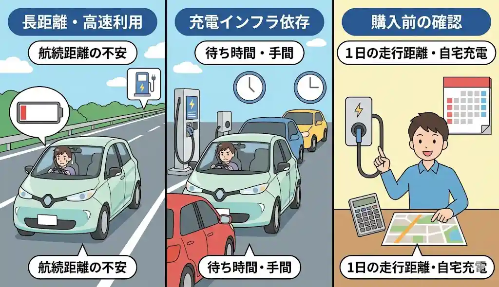 軽EV特有のデメリットと購入前の注意点