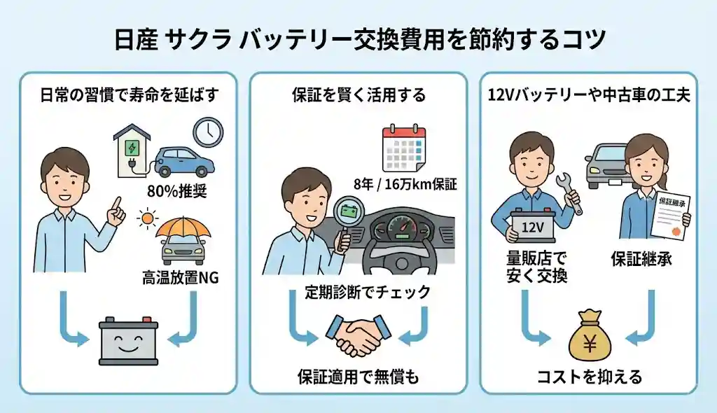 日産 サクラ バッテリー交換費用を節約するコツ