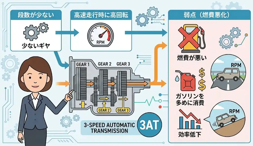 燃費が悪いと言われる理由 3速ATの弱点