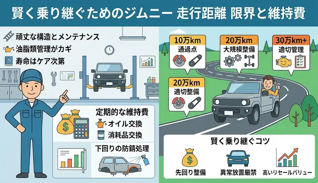 賢く乗り継ぐためのジムニー 走行距離 限界と維持費