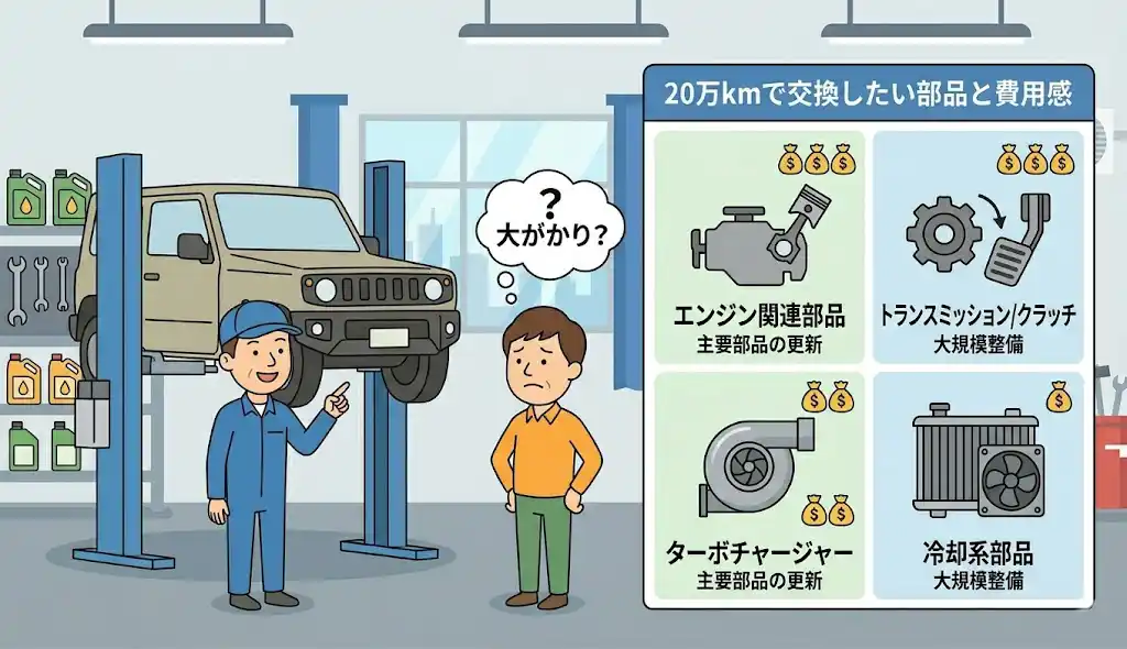 大がかりな整備が必要に？20万キロで交換したい部品と費用感