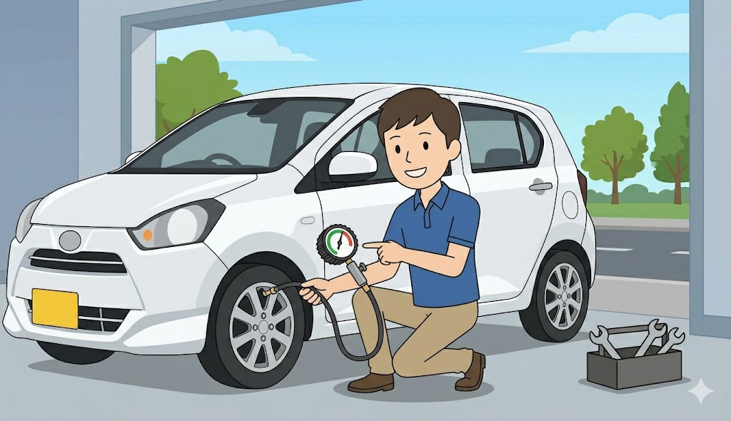 タイヤ空気圧を確認