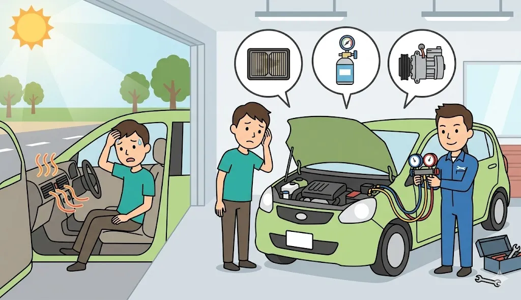 エアコンからぬるい風が出る原因の確認