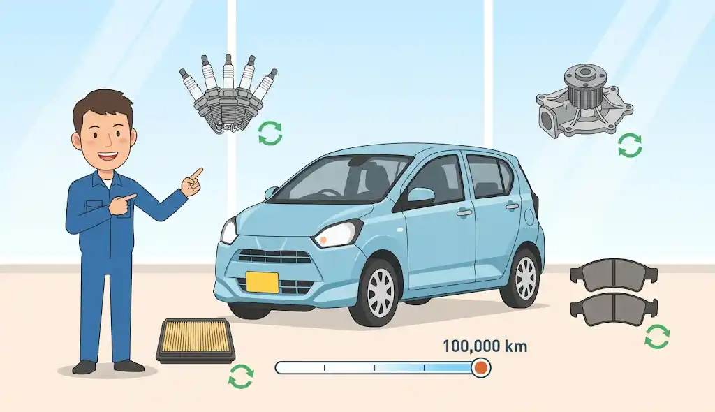 ミライースの10万キロでの交換部品