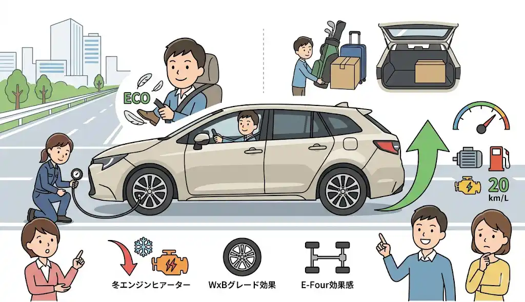 カローラツーリング燃費悪いを改善する対策と実態